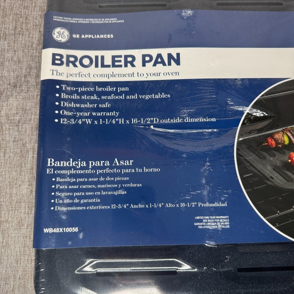 G.E. WB48X10056 GE Appliances Large 2 piece Broiler Pan, 12-3/4" x 16-1/2" NEW - Picture 2 of 3